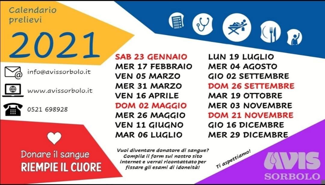 Calendario donazioni 2021